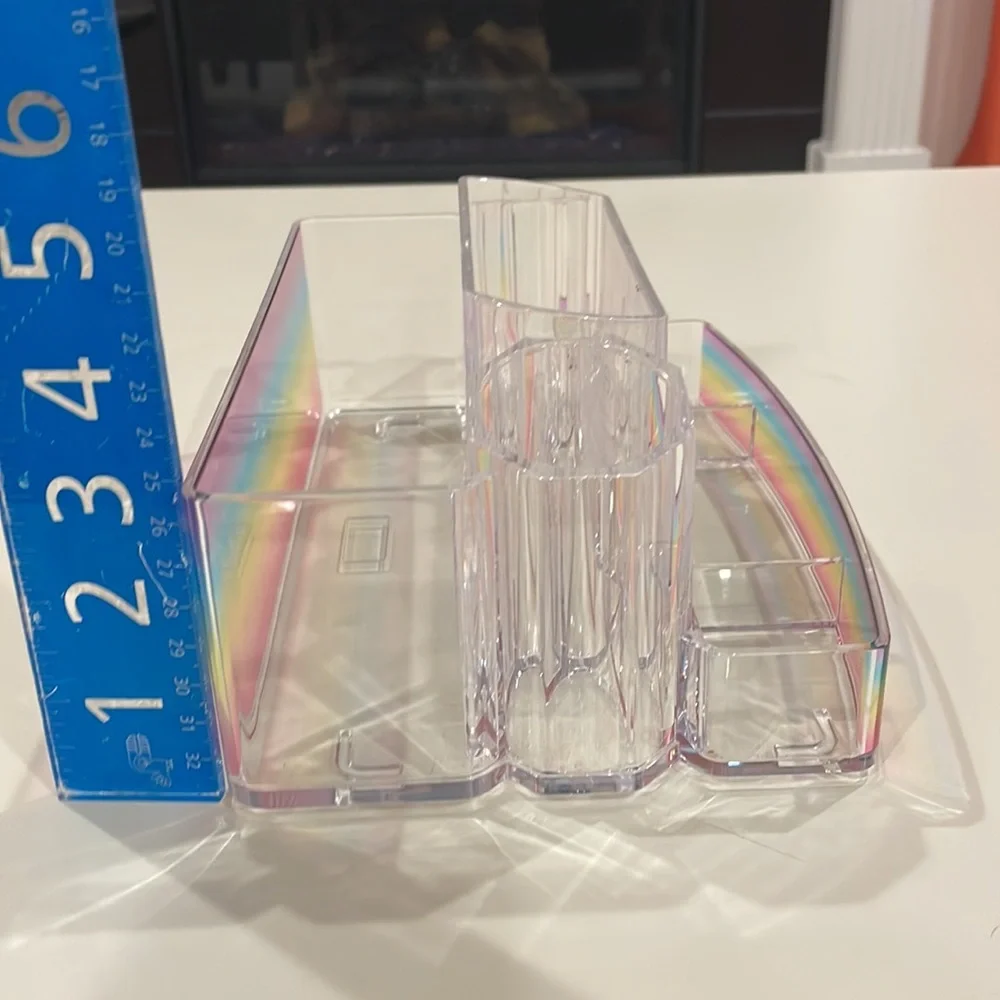 Kensie Multi-Purpose Organizer Clear Acrylic w/ Rainbow front and Back Panels